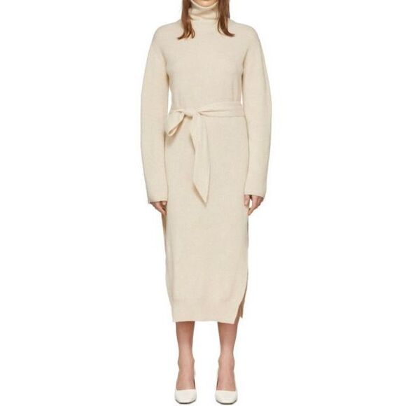 NWOT Nanushka Canaan Sweater Off-White Wool Cashmere Blend Knit Mock Neck Dress - Picture 1 of 13